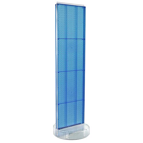 Azar Displays 700780-BLU, TWO-SIDED PEGBOARD FLOOR DISPLAY W/C-CHANNEL SIDES ON REVOLVING ROUND STUDIO BASE. PANEL SIZE: 16"W X 60"H, Blue