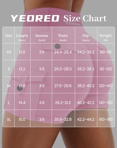 YEOREO CoreFlex – Short feminino de ginástica com bolsos cargo escondidos apertados 9 cm costura int