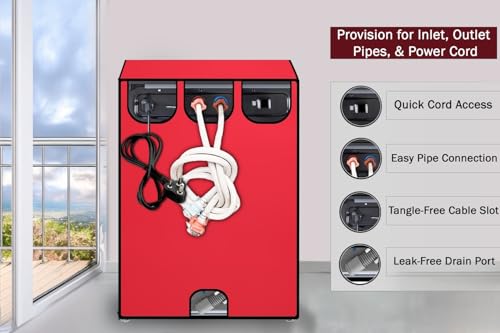 Image of Stylista Waterproof and Dustproof Polyester Washing Machine Cover Compatible for Godrej 7.5 Kg Fully-Automatic Top Loading WTEON ALP 75 5.0 FDTN GPGR, Red
