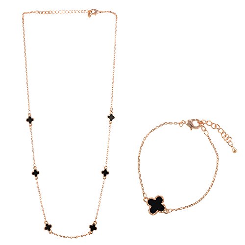 Aaishwarya Black Clover Necklace & Bracelet Combo (set of 2) For Women & Girls|Valentine gift for Girlfriend, Wife (B01AFXO0WA) Amazon Price History, Amazon Price Tracker
