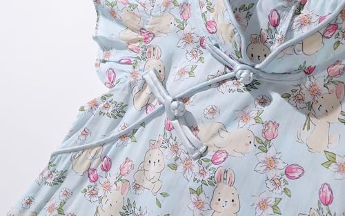 Mud Kingdom Girls Easter Dress Fluffy Sleeve Qipao Dress with Bunny Pattern4