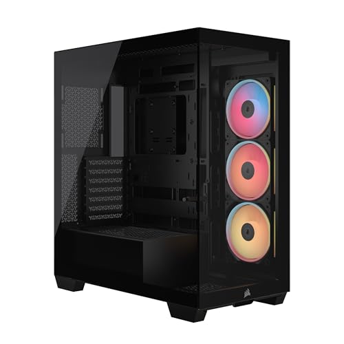 Corsair 3500X LX-R RGB iCUE LINK Mid-Tower-PC-Gehäuse – 3 x Vorinstallierte LX120-R RGB-Lüfter, Inklusive iCUE LINK System Hub, GPU-Anti-Sag-Arm, Platz für bis zu 10 x 120-mm-Lüfter – Schwarz