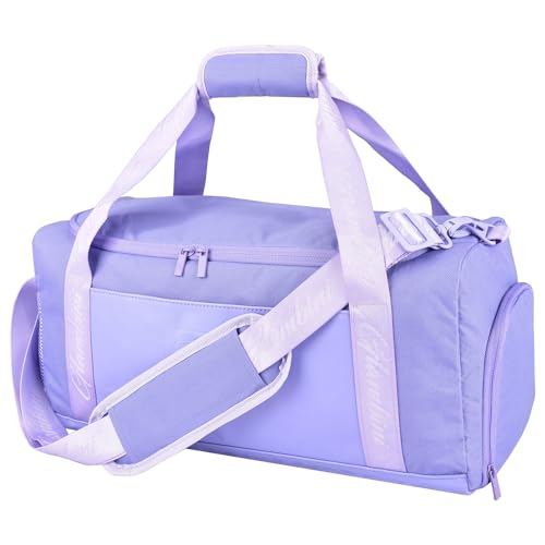 Bolsa de lona de 24 litros con compartimento para zapatos, bolsa de viaje para hombres y mujeres, resistente al agua y al desgarro, color morado, bolsa de viaje