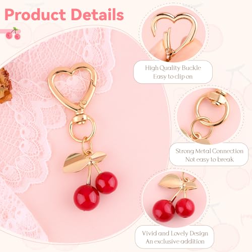 Image of TINKRSTUFF Cherry Bag Charm Cute Key Chains Cherry Purse Charms for Handbags, Strawberry Keychain Best Gifts