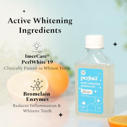 Image of Perfora Teeth Whitening Mouthwash - 200ml X 3 | Alcohol-Free Mouth Wash Liquid With ImerCare PerlWhite 19 & Hyaluronic Acid | Freshens Breath & Removes Germs | Mouthwash For Oral Care - Pack Of 3