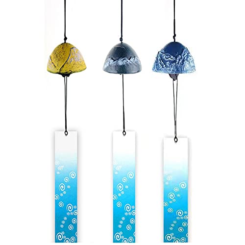 Muasopst Windchimes Set of 3, Cast Iron Japanese Mount Fuji Wind Chime, Garden Decoration Wind Bell for Outside Patio Hanging Decor