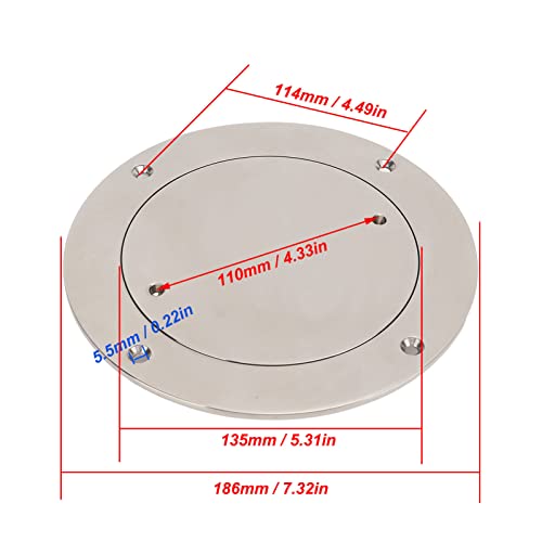 Kimiss Boat Hatch Deck Plate, Deck Plate 5In 316 Stainless Steel Waterproof Inspection Hole Cover Round For Ship #TOP1