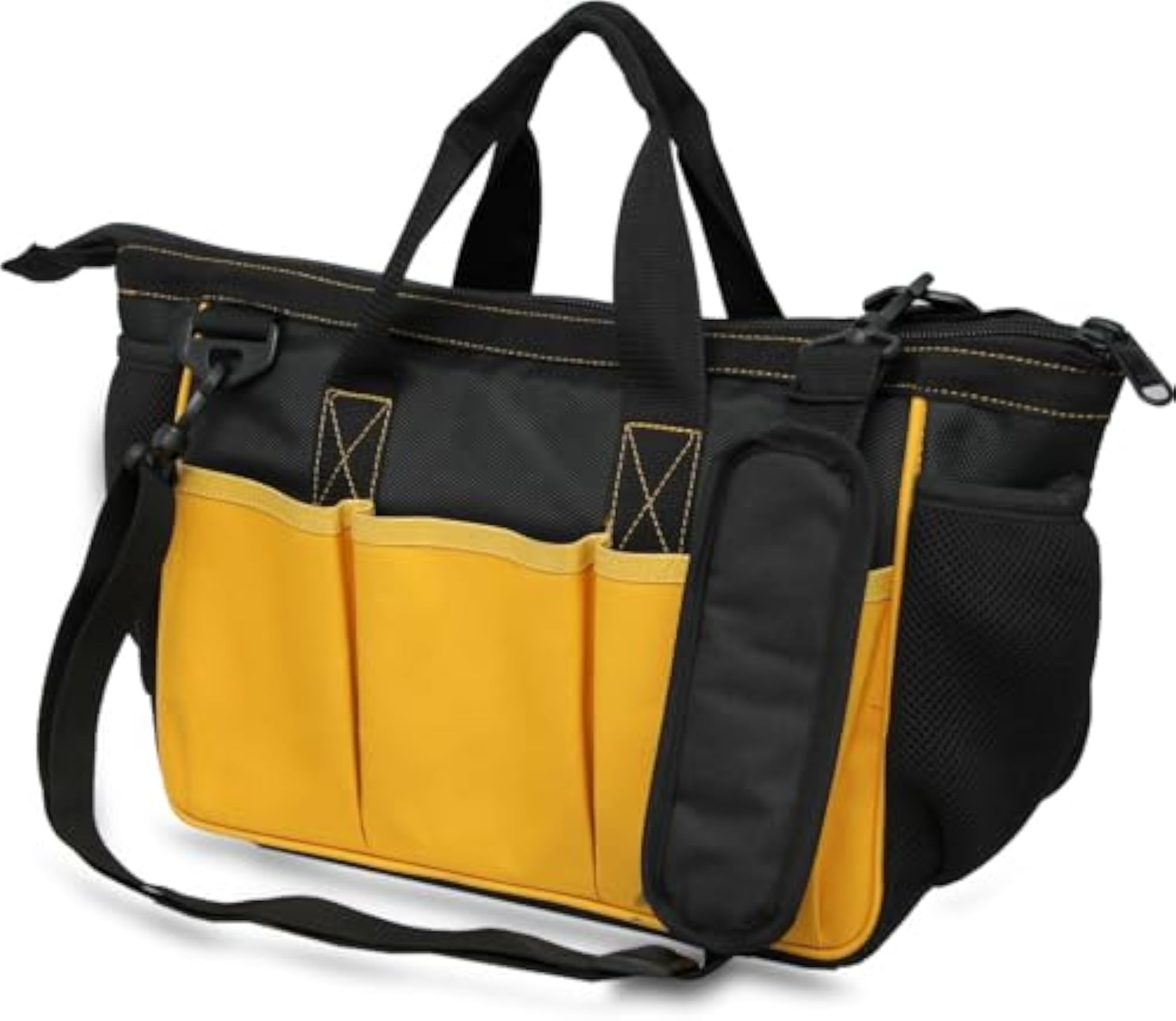 Tool Storage Bag Portable Tool Tote Zipper Bag, Black & Yellow