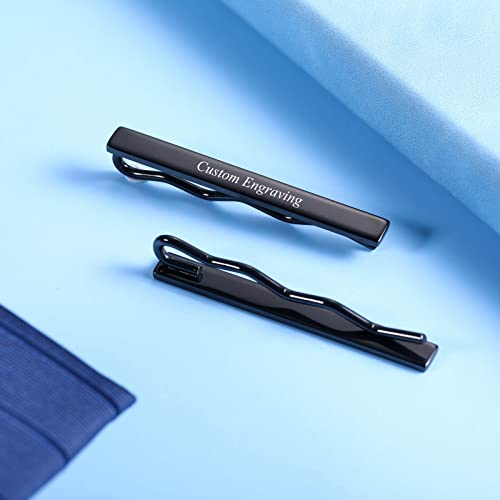 Inblue Tie Clips For Men Personalized Gold Black Silver Tie Bar Stainless Steel Engraved Name Anniversary Wedding Business Meeting Gift Ideas For Father Groom Groomsmen Pin #TOP5