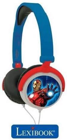 LEXIBOOK, The Avengers, Stereo Headphones, Kids Safe Volume, Foldable and Adjustable, Blue/red, HP010AV