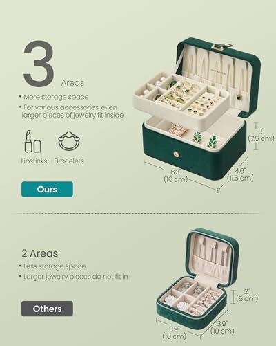 Image of SONGMICS Travel Jewelry Organizer, 2-Layer Portable Jewelry Box Case