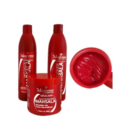MAYCRENE 2 Kits Matizador Marsala Realce de Tons Vermelhos - Kit de Cuidados com o Cabelo - Proteção