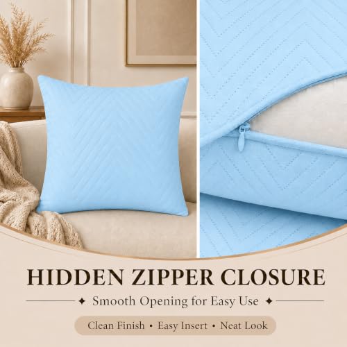 Image of RD TREND UltraSonic Microfiber Cushion Covers, 60 x 60 cm /24 x 24 inches, Set of 5, 250 TC,Back Zipper (Sky Blue)