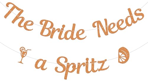 Bannière The Bride Needs a Spritz orange pailleté pour célébrer la future mariée