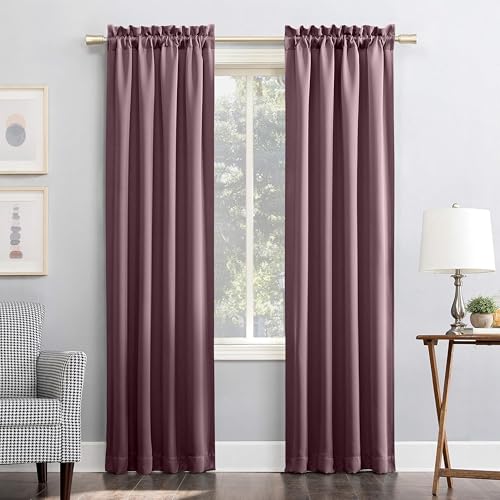 Image of THE LINEN COMPANY Premium Blackout Rod Pocket Curtain 5 Feet, Thermal Insulated Door Curtain for Home, Lavender
