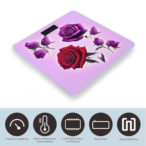 Báscula Digital de Baño con Flores Rojas y Púrpuras miniatura 3