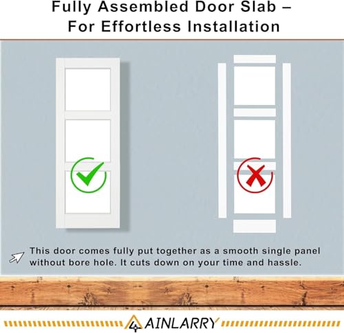 Image of 56 inch x 80 inch (Double 28 inch x 80 inch) Clear Glass Pocket Door, Soft-Close Sliding Pocket Door with Frame & Hardware Kit Set, Primed All-Inclusive Interior Door Slab for Home,White