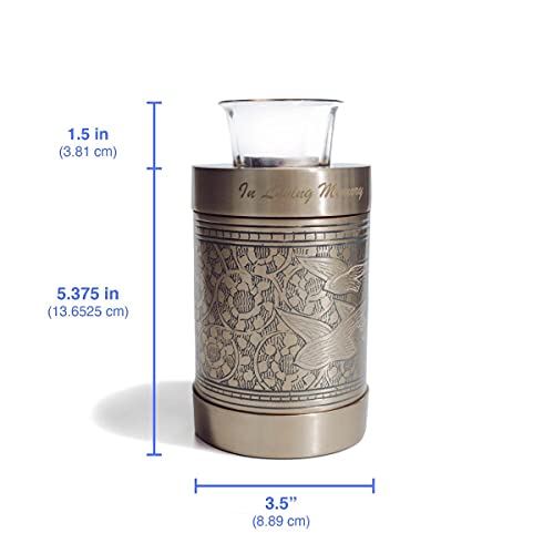Generic Decorative Keepsake Cremation Urn Medium Size Handmade Brass With Votive Tealight Candle Holder For Human Adult, Child Or Pet Ashes 5 1/2 Inch Tall X 3 1/2 Inch #TOP2