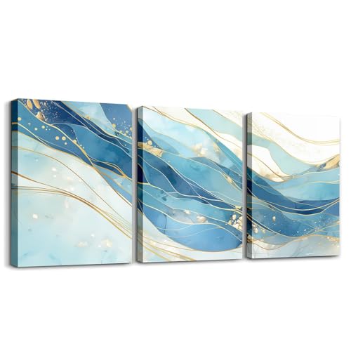 Blue Marble 3 Piece Canvas Wall Art for Living Room