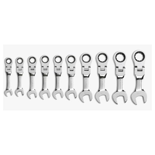 GearWrench 9550 Ratschenschlüssel-Set, metrisch, kurz, flexibel, 10-teilig