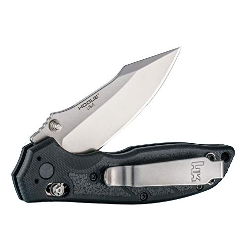Hogue 54156 Hk Exemplar 3.25" Pivot Lock Folder Clip Point Tumbled Finish G10 Scales - Solid Black #TOP3