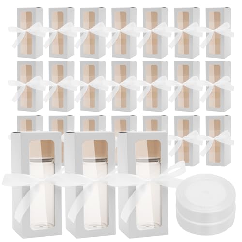ZFLYCANP 24Pcs Tumblers Gift Boxes with Ribbon and Clear Window, Paper Reusable Mug Exhibition Wrapping Boxs for 12/16/20 OZ Tumbler (White)