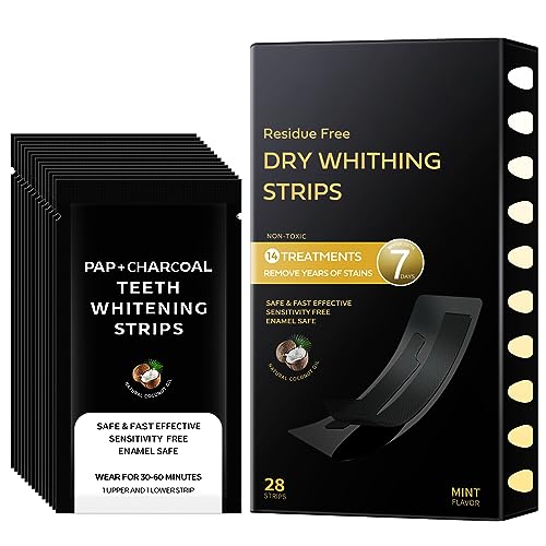 Image of Professional Pap + Charcoal Dry Teeth Whitening Strips 14 Treatments to Whiten Teeth Residue Free with 28 Mint Flavored Dental Whitener Strips Easy-to-Use Whitening Strips Kit