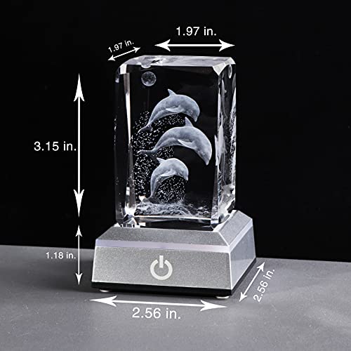 Qianwei 3D Laser Etched Crystal Dolphin Gifts For Women Men,Dolphin Decor Glass Figurines Statue Stuff For Room Decorations Birthday For Lovers Keepsake Paperweight #TOP1