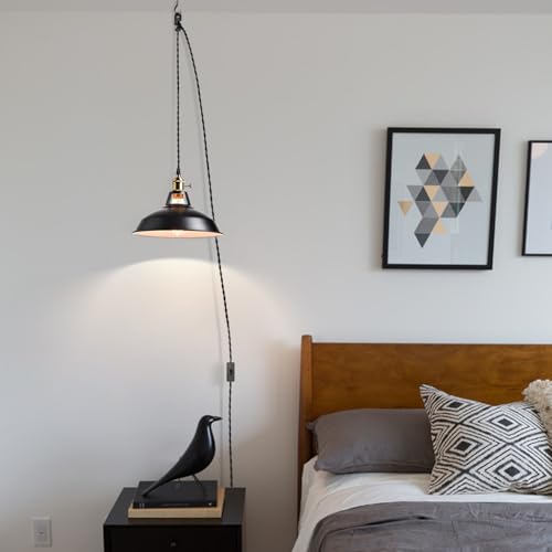 Image of YUBOLE Industrial Plug in Pendant Light, Black Farmhouse Barn Light