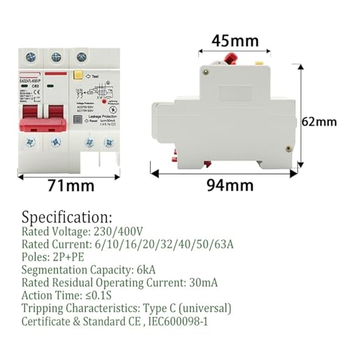 Disjoncteur différentiel SPD 230 V 2P 25a protection surtension - 3