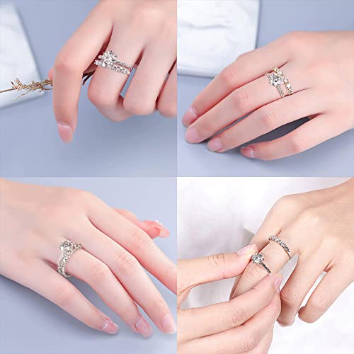 Moosea 1.5Ct Moissanite Rings For Women, D Color Vvs1 Clarity Excellent Cut Lab Created Diamond Rings 14K White Gold Vermeil 6 Claw Moissanite Engagement Rings For Women Jewelry Gifts #TOP4