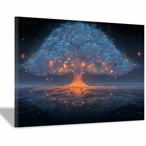 DMZPKZB Moderno Cuadros Arbol De La Vida Árbol de agua verde brumoso Murals,Naturaleza Cuadros Decoracion，Grande DecoracióN Pared，Para Salon,Dormitorio,BañO,Comedor（Multicolor-20x30cm Enmarcado