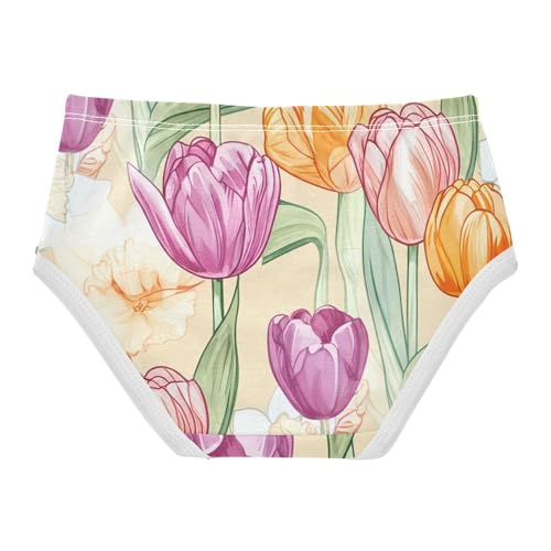 Stylish Girls Underwear Toddlers 2t Cotton Panties Little Girl Purple Orange Tulips Daffodils Kids Briefs Undies2