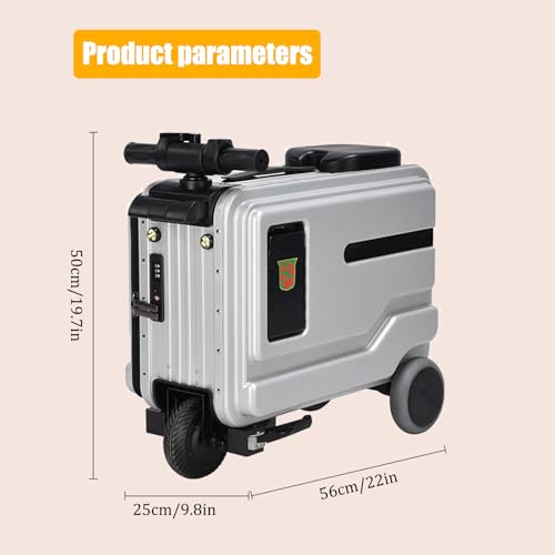 20 Inch Smart Rideable Electric Suitcase With Night Light & Cup Holder - Maximum Load Capacity 110kg, Suitable For 80~200cm Users, Hands-free Travel Solution For Modern Jetsetters silvery2