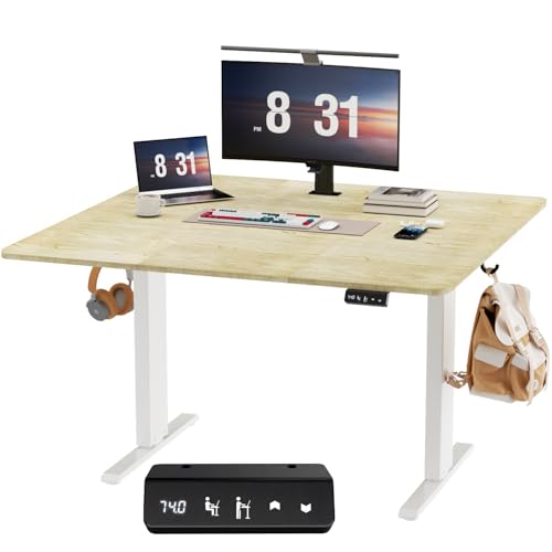 Miniatura 7 de Escritorio Elevable Eléctrico, Mesa de Trabajo Ajustable en Altura, Mesa de Oficina en Casa con Tablero Ensamblado, 100 x 60 cm, para Trabajo, Redacción, Juegos, Blanco
