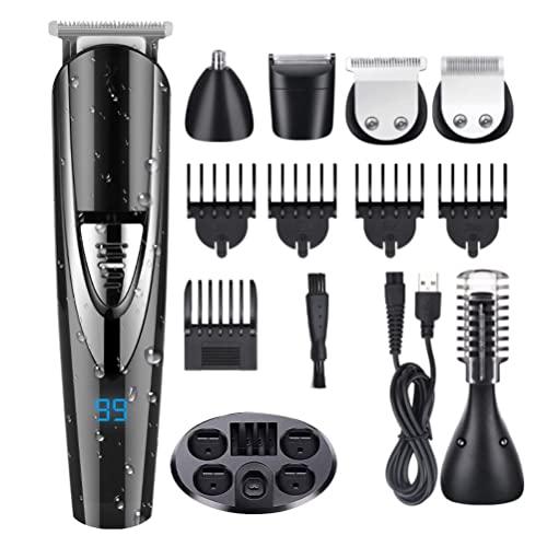 J-ouuo Cortapelos profesional 5 en 1, recargable por USB, afeitadora eléctrica para recortar y cuidar el vello de la nariz para hombres Cover