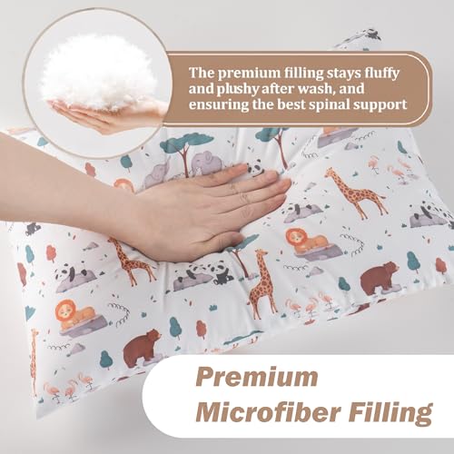 Image of Bunnikins & Clover Toddler Pillows with Pillowcase, 13 inchx18 inch Soft Cotton Kid Pillows for Sleeping, Bedding Small Pillow for Boys and Girls Aged 2-5 Years
