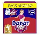 Dodot Pants Activity Pañales Braguita, Talla 4, 9-15 kg, 172 Unidades, Ajuste 360 Anti-Fugas, Extra Suave, Pack Ahorro