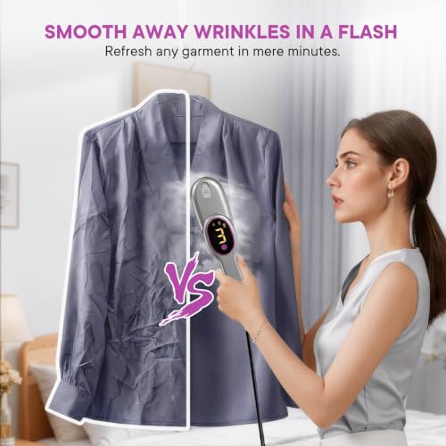 Image of Smart Travel Steamer for Clothes, 1200W Handheld mini travel Steam All-in-One Portable Steamer Iron with LCD Display, 3 Steam Modes & 5s Fast Heat-up, Garment Steamer for Travel (Grey)