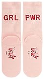 likalla Socken in rosa mit rotem GRL PWR Statement Print hinten, Größe:35-38