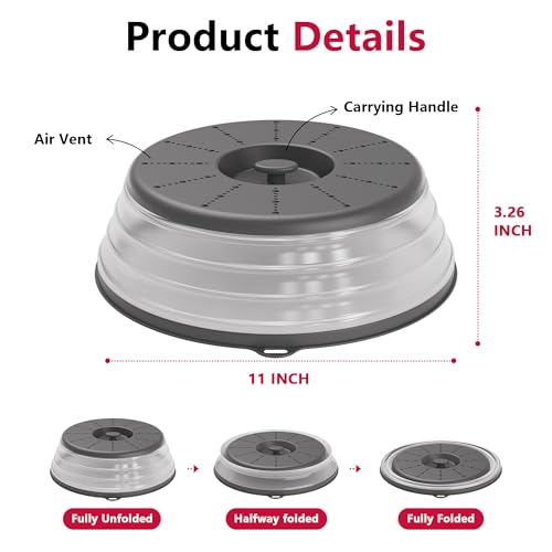 Image of ML-124-15 Microwave Splatter Cover Vented for Food with Hook Hole, Splatter Guard & Colander Kitchen Gadget for Food, Meal Prep