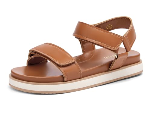 Image of Coutgo Women's Arch Support Adjustable Strap Flat Sandals | Casual Sandals