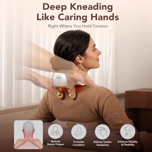 Image of SKG H7 Ultra E Cordless Neck Massager for Pain Relief Deep Tissue | Birthday Gifts Adjustable Shiatsu Neck and Shoulder Massager with Heat for strain relief, for Home Office Car Travel
