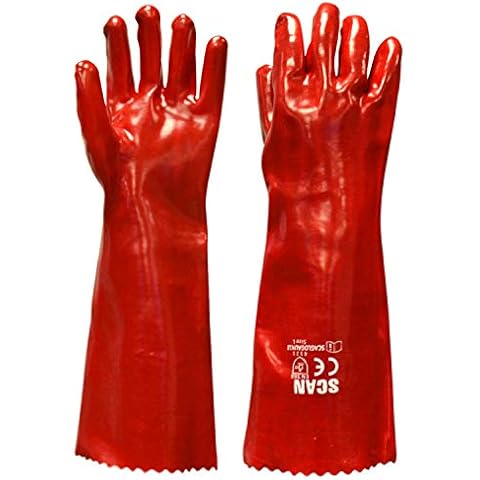 Scan GLOGAUN18 PVC Gauntlet with Cotton Knitted Liner - Red Cover