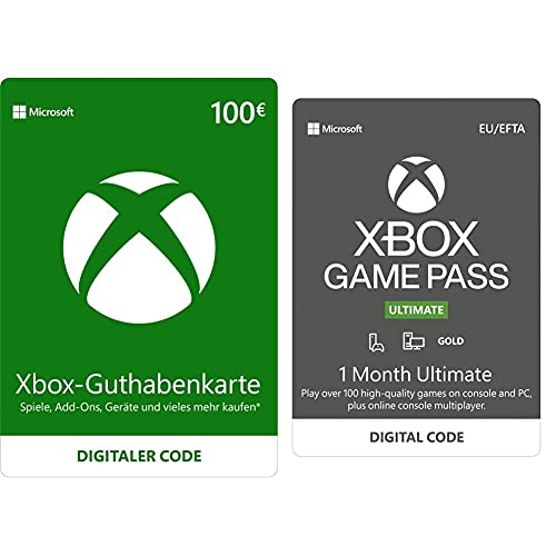 Xbox Live 100 EUR Guthaben (Download Code) + Xbox Game Pass Ultimate 1 Monate Mitgliedschaft (Download Code)