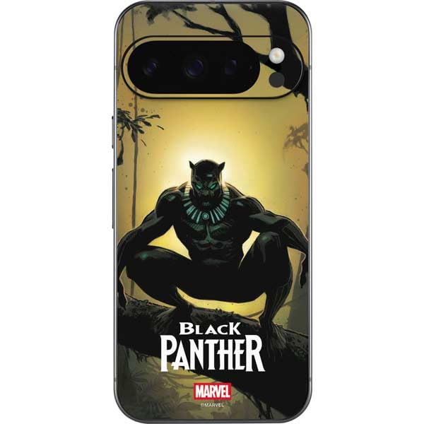 Skinit Decal Phone Skin Compatible with Google Pixel 9 Pro - Officially Licensed Marvel Black Panther TChalla King of Wakanda Design