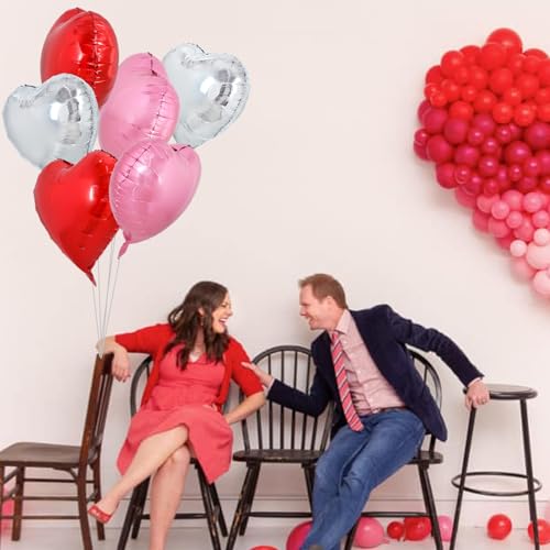 TONIFUL 30 Pcs 18 Inch Red Silver Pink Heart Shape Foil Mylar Balloons by TONIFUL - Used condition - Image 3