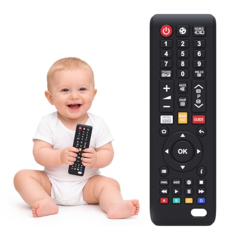Image of Baby Remote Toys for 0-6, 6-12 Months, Food Grade Silicone Teething Toys,Chew Toys for Babies 3-24 Months, Upgraded TV Remote Control Shape Teether Toys for Baby and Infants
