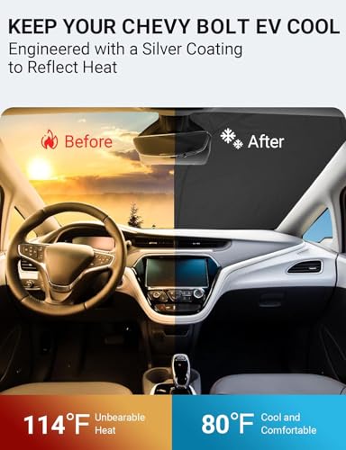 Image of Proadsy 2026 Upgrade Front Windshield Sun Shade Foldable Sunshade Protector Custom Fit 2017-2023 Bolt EV Hatchback, Premier Hatchback (NOT for Chevy Bolt EUV) Accessories