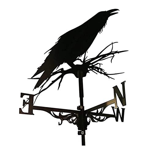 Girouette corbeau indicateur de direction du vent en acier pour outil de mesure patio